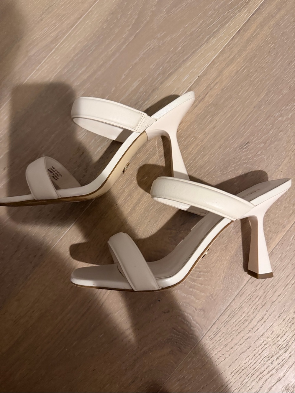 MICHAEL Michael Kors Cream Strappy High Heel Mule Sandals